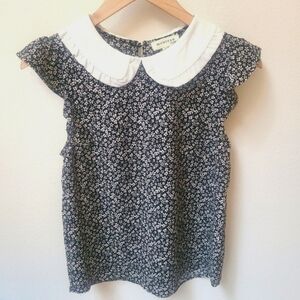 Monteau Navy and White Floral Blouse